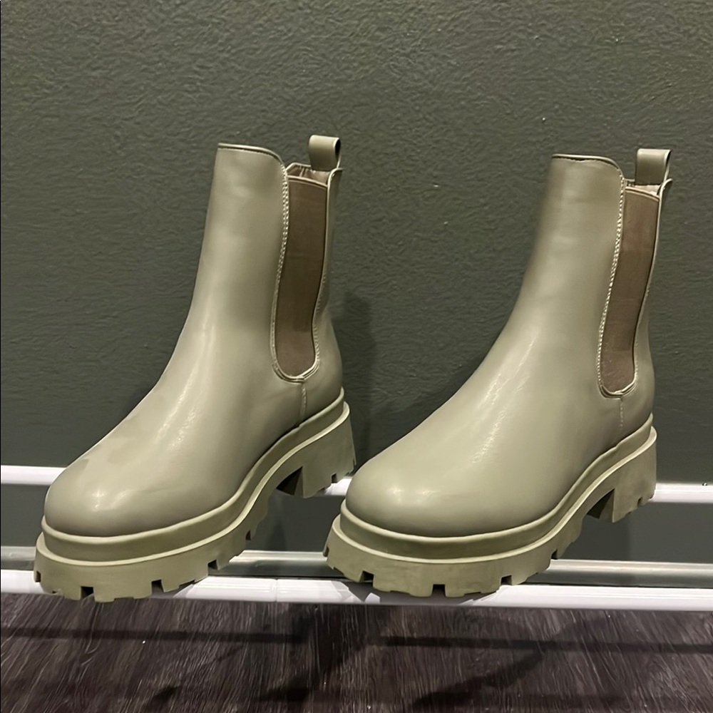 ASOS Cream Ankle Boots with Chunky Platform